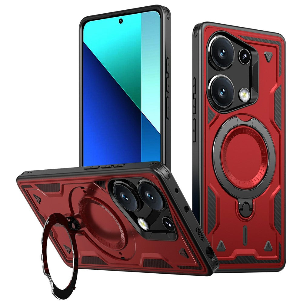 For Xiaomi Poco M6 Pro 4G / Redmi Note 13 Pro 4G Magnetic Case Military Protection PC+TPU Kickstand Phone Cover