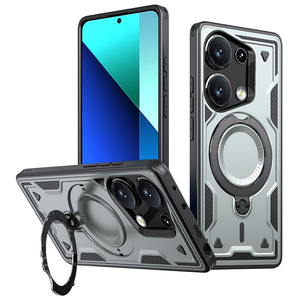 For Xiaomi Poco M6 Pro 4G / Redmi Note 13 Pro 4G Magnetic Case Military Protection PC+TPU Kickstand Phone Cover