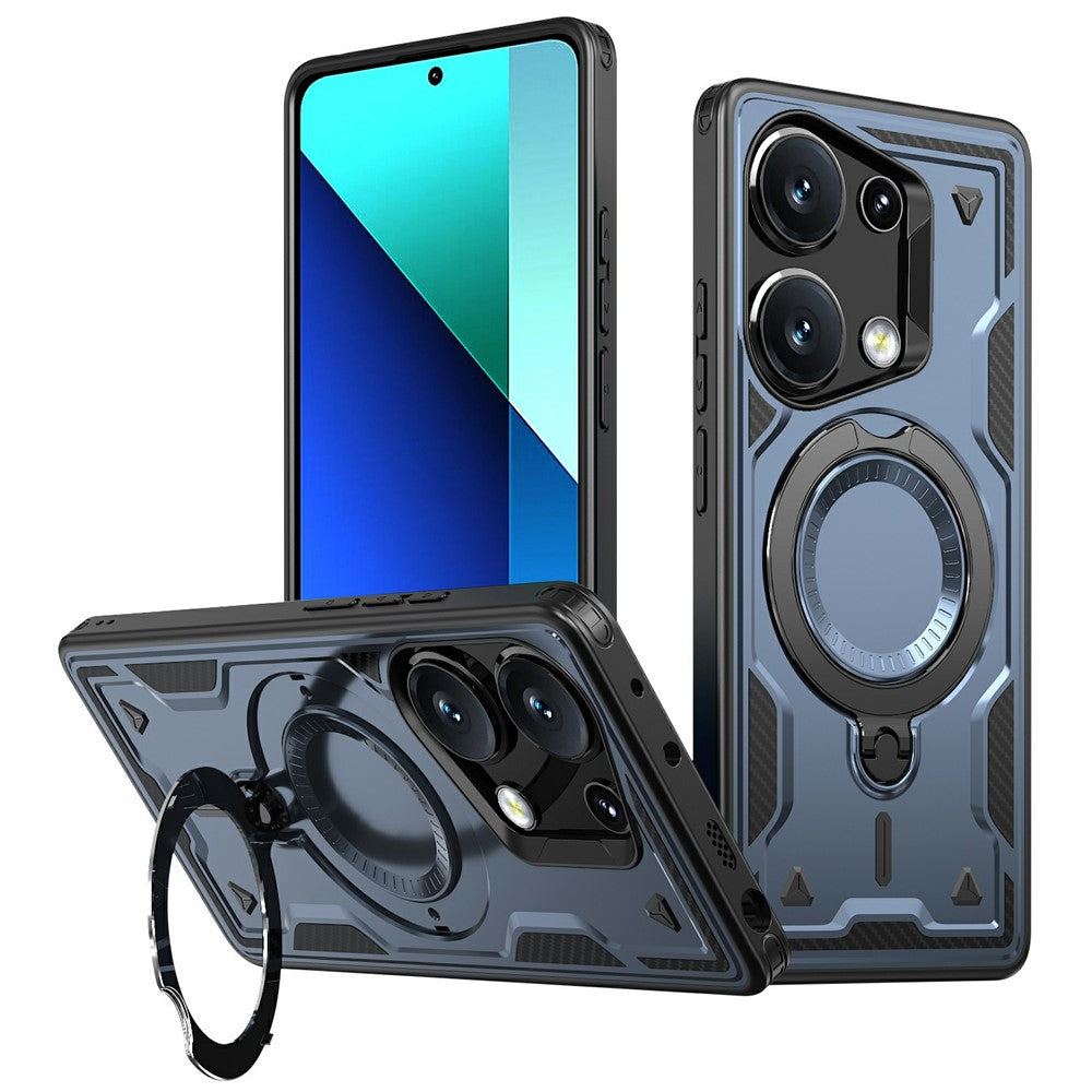For Xiaomi Poco M6 Pro 4G / Redmi Note 13 Pro 4G Magnetic Case Military Protection PC+TPU Kickstand Phone Cover