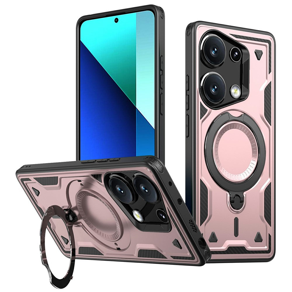 For Xiaomi Poco M6 Pro 4G / Redmi Note 13 Pro 4G Magnetic Case Military Protection PC+TPU Kickstand Phone Cover