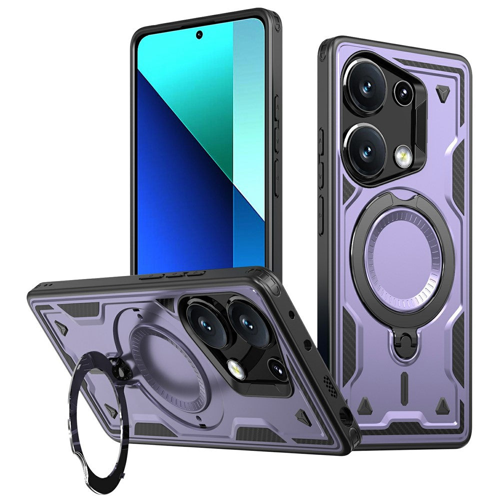 For Xiaomi Poco M6 Pro 4G / Redmi Note 13 Pro 4G Magnetic Case Military Protection PC+TPU Kickstand Phone Cover