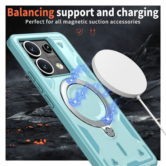 For Xiaomi Poco X6 5G / Redmi Note 13 Pro 5G Magnetic Case Military Protection PC+TPU Kickstand Phone Cover
