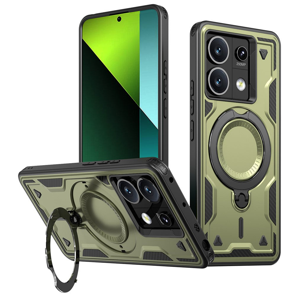 For Xiaomi Poco X6 5G / Redmi Note 13 Pro 5G Magnetic Case Military Protection PC+TPU Kickstand Phone Cover