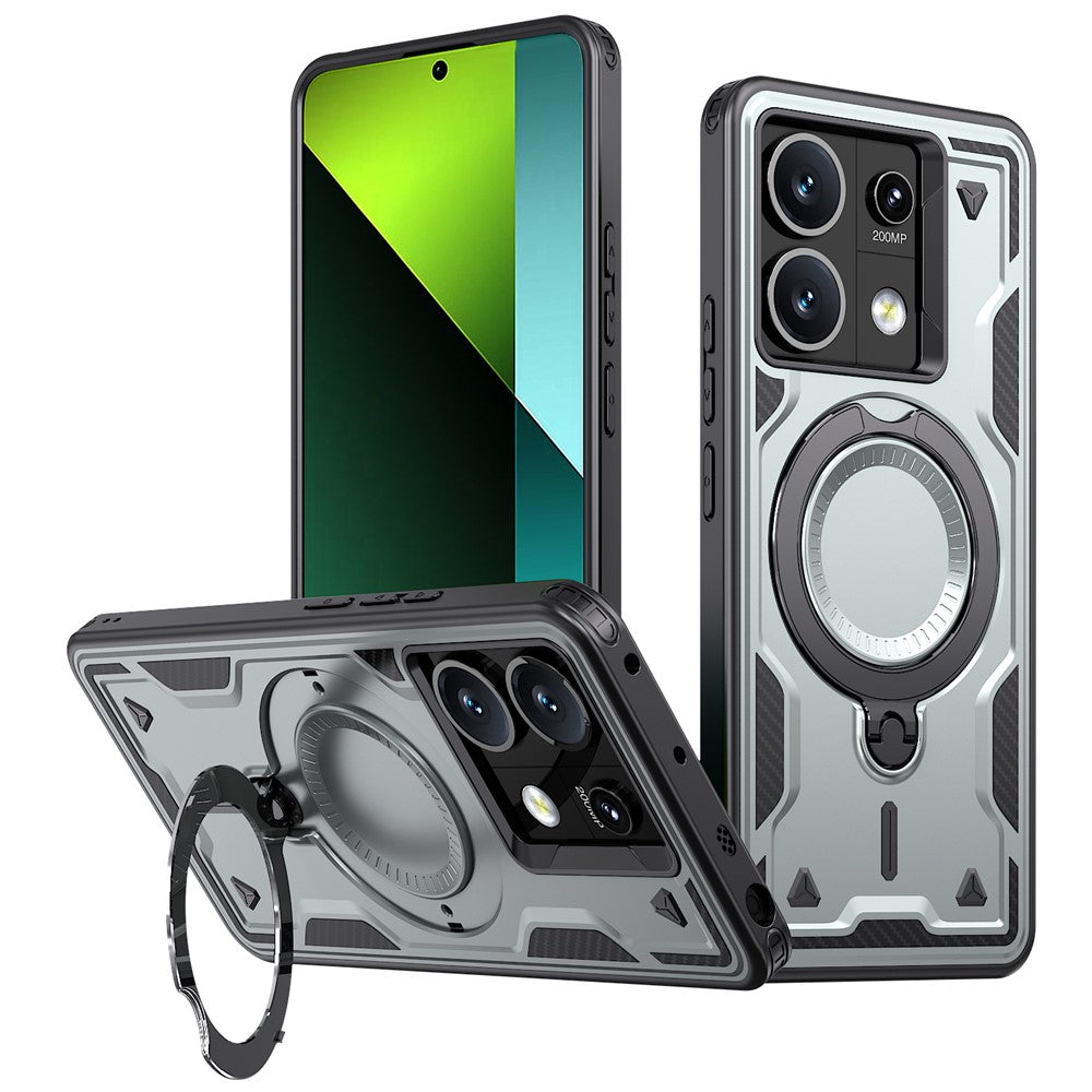 For Xiaomi Poco X6 5G / Redmi Note 13 Pro 5G Magnetic Case Military Protection PC+TPU Kickstand Phone Cover