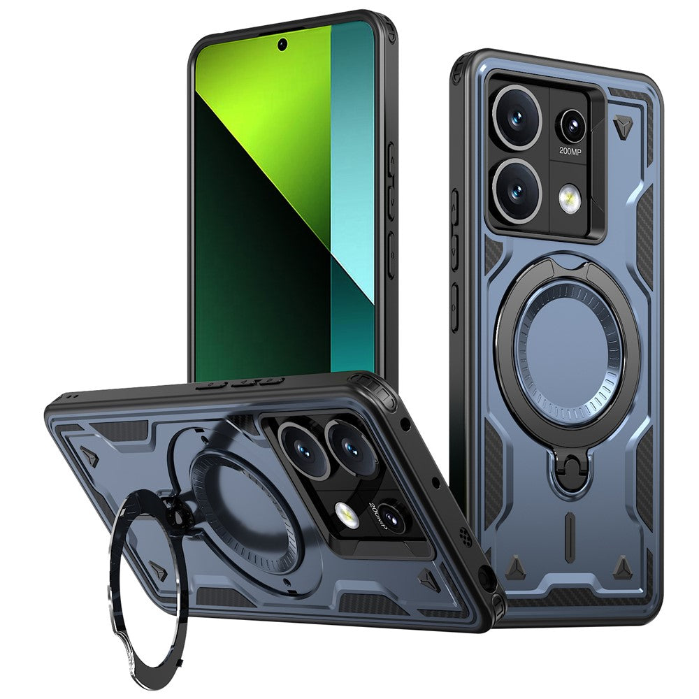 For Xiaomi Poco X6 5G / Redmi Note 13 Pro 5G Magnetic Case Military Protection PC+TPU Kickstand Phone Cover
