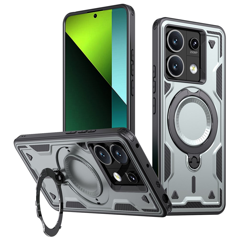 For Xiaomi Redmi Note 13 5G Magnetic Case Military Protection PC+TPU Kickstand Phone Cover