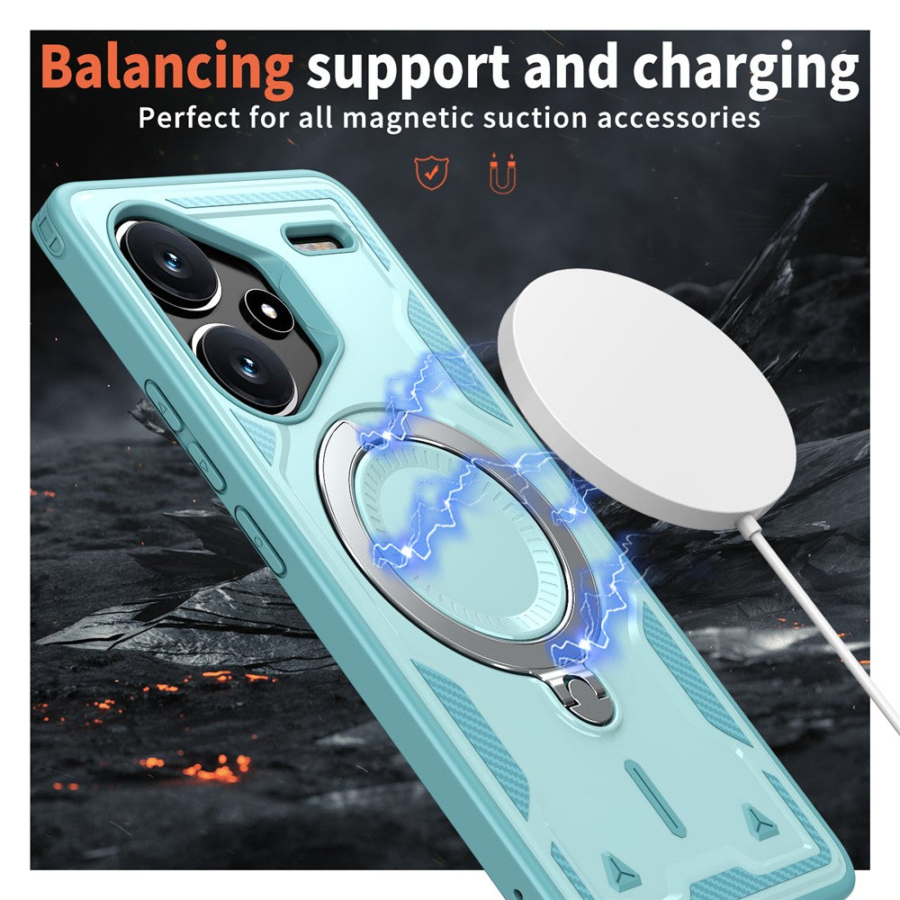 For Xiaomi Redmi Note 13 Pro+ 5G Magnetic Case Military Protection PC+TPU Kickstand Phone Cover