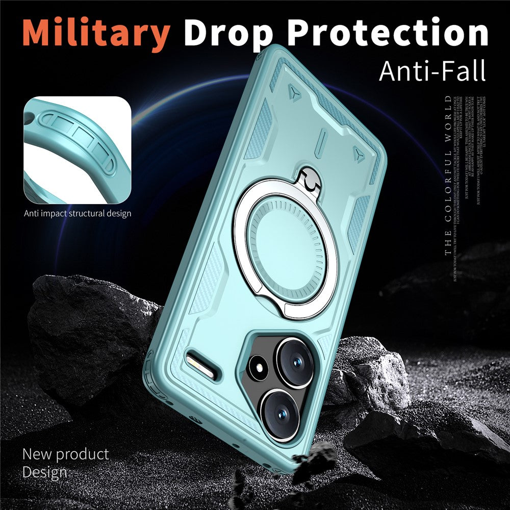 For Xiaomi Redmi Note 13 Pro+ 5G Magnetic Case Military Protection PC+TPU Kickstand Phone Cover