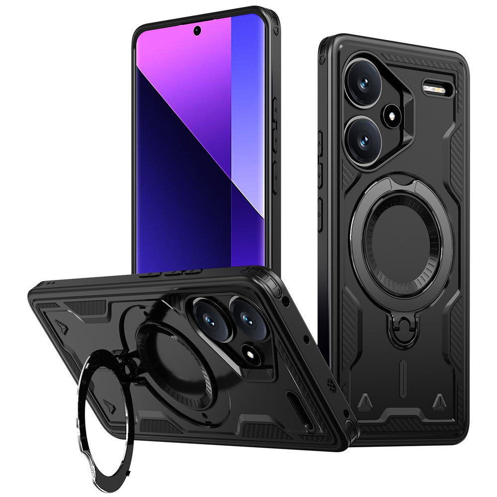 For Xiaomi Redmi Note 13 Pro+ 5G Magnetic Case Military Protection PC+TPU Kickstand Phone Cover