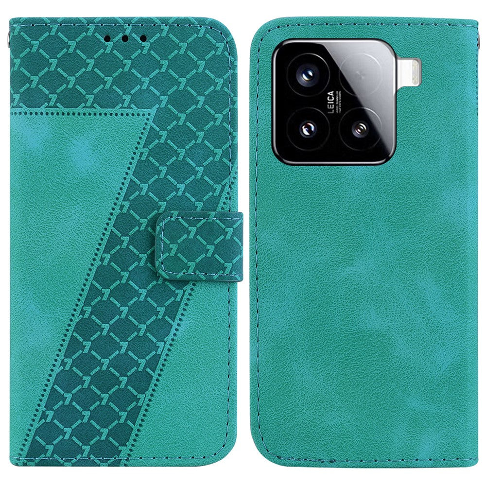 For Xiaomi 15 Stand Case 7-Shaped Pattern Imprint Leather Phone Cover