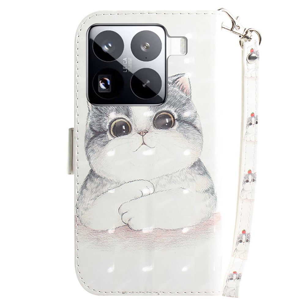 For Xiaomi 15 Pro Case Pattern Printing Leather Wallet Phone Cover with Wrist Strap