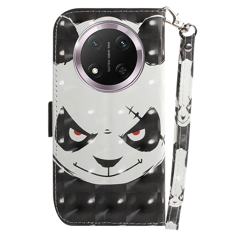 For Honor Magic7 Lite 5G / X9c 5G / X60 Pro 5G Case Pattern Printing Leather Wallet Phone Cover with Wrist Strap