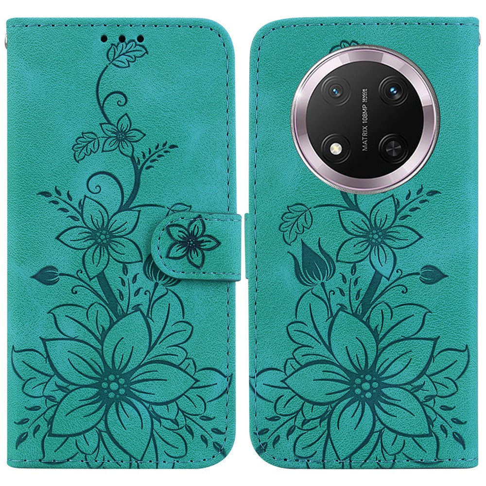For Honor Magic7 Lite 5G / X9c 5G / X60 Pro 5G Case Lily Flower Imprint Leather Phone Cover with Stand