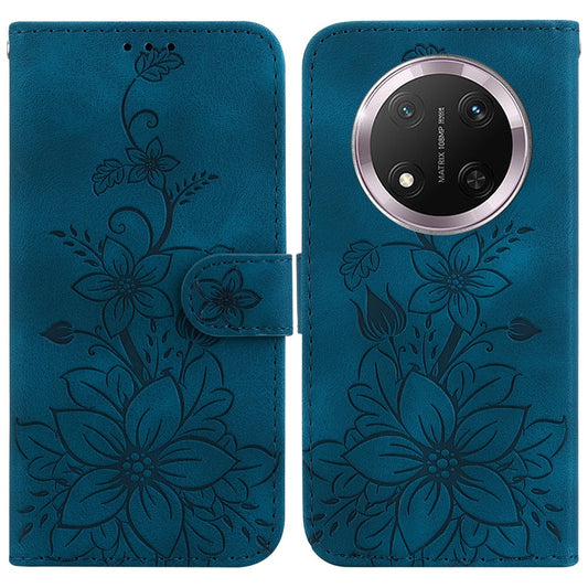 Honor X60 Pro 5G / Honor X9c 5G / Honor Magic7 Lite 5G Handyhülle – X9c 5G / X60 Pro 5G Lily Flower Imprint Leder mit Ständer