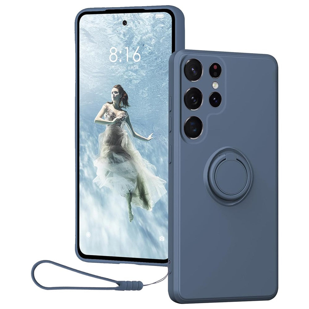 Galaxy S25 Ultra Silikonhülle – Leicht & Mit Schwenkring-Ständer