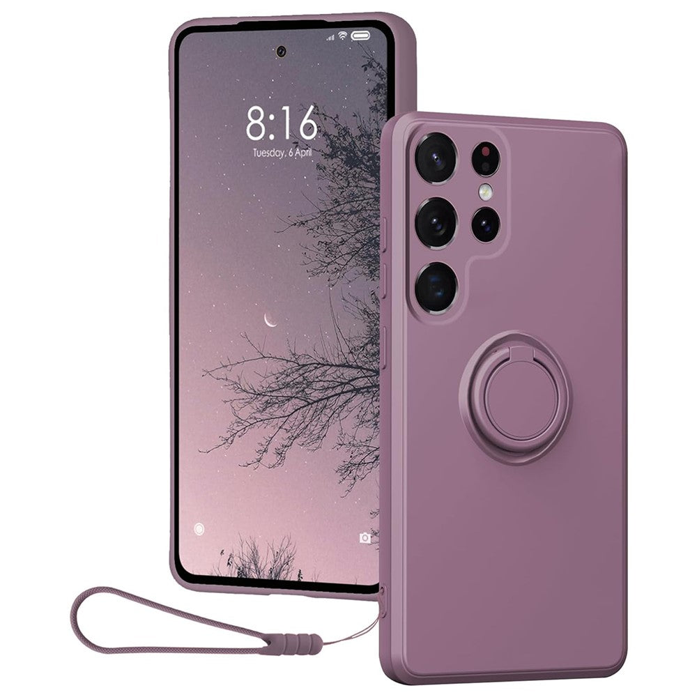 Galaxy S25 Ultra Silikonhülle – Leicht & Mit Schwenkring-Ständer