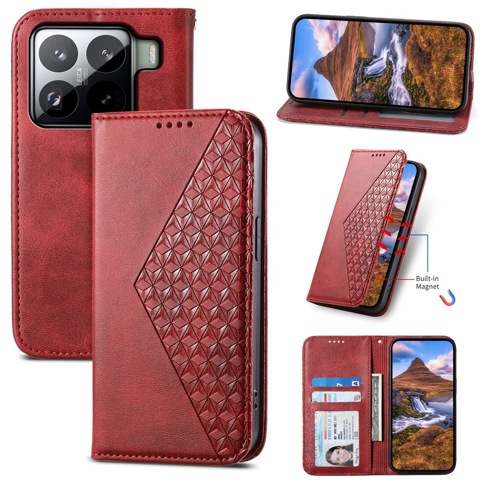 For Xiaomi 15 Pro Case Calf Texture PU Leather Phone Cover with Wallet