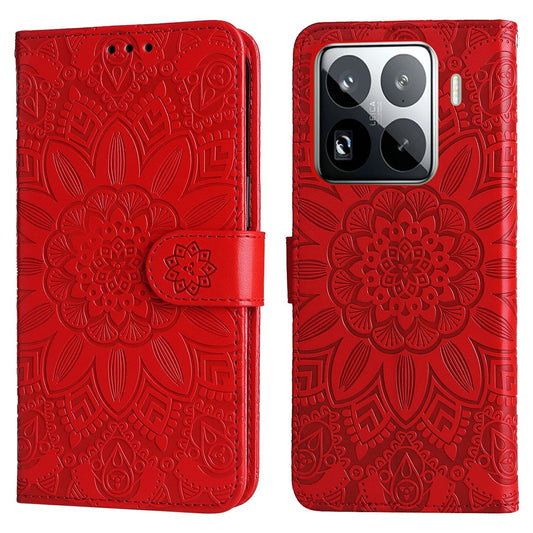 Xiaomi 15 Pro Handyhülle – mit Sonnenblumen-Aufdruck, Leder-Geldbörsen