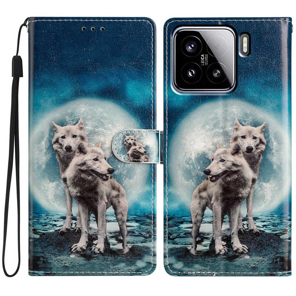 For Xiaomi 15 Wallet Case PU Leather Pattern Printing Stand Phone Cover with Strap