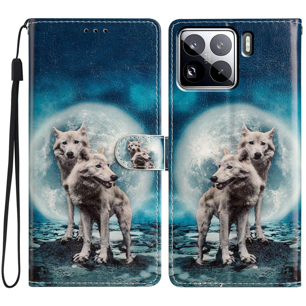 For Xiaomi 15 Pro Wallet Case PU Leather Pattern Printing Stand Phone Cover with Strap