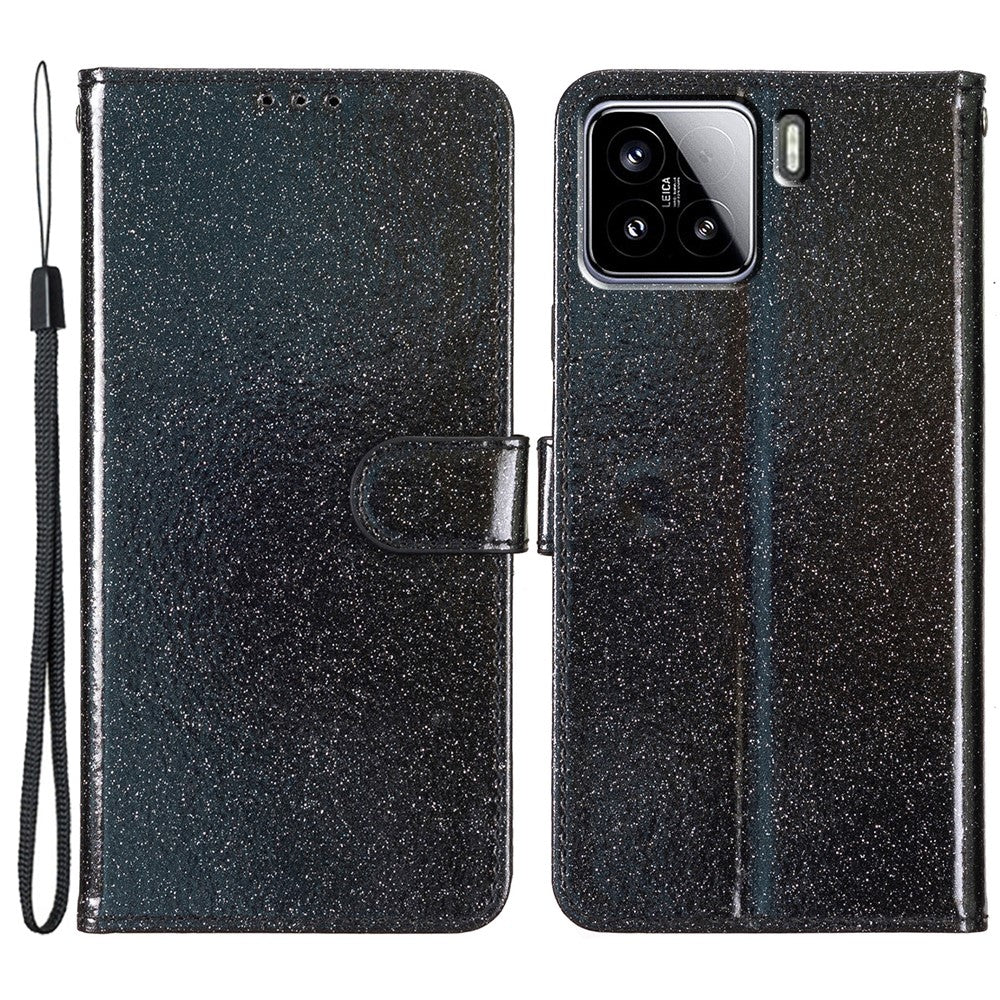 For Xiaomi 15 Pro Wallet Case Glitter Anti-Scratch Leather Phone Cover Stand