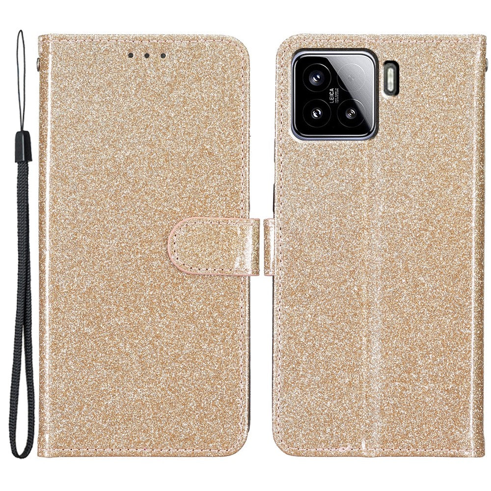 For Xiaomi 15 Pro Wallet Case Glitter Anti-Scratch Leather Phone Cover Stand