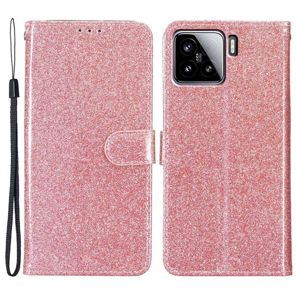 For Xiaomi 15 Pro Wallet Case Glitter Anti-Scratch Leather Phone Cover Stand