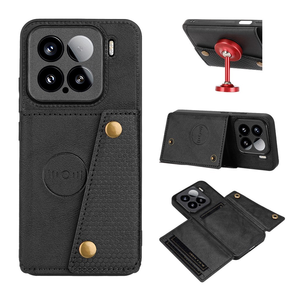 For Xiaomi 15 Case with Card Slots Kickstand Leather + TPU Phone Cover