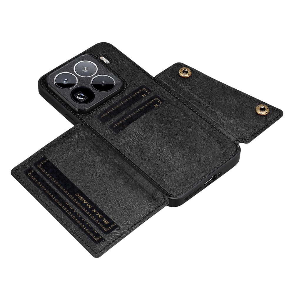 For Xiaomi 15 Pro Case with Card Slots Kickstand Leather + TPU Phone Cover