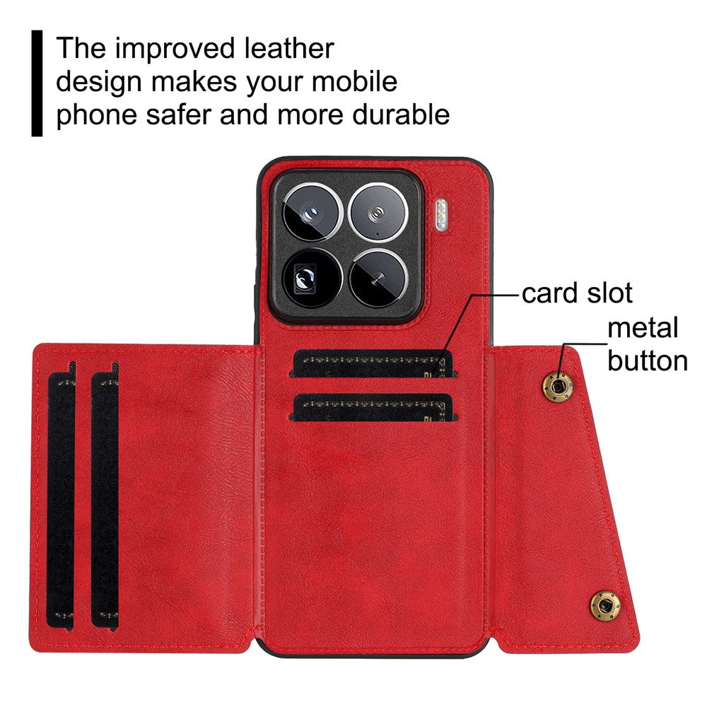 For Xiaomi 15 Pro Case with Card Slots Kickstand Leather + TPU Phone Cover
