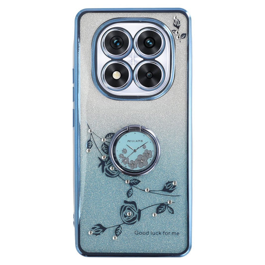 Xiaomi Redmi Note 14 Pro 5G / Xiaomi Poco X7 5G Handyhülle – KADEM Poco X7 5G Ring Ständer TPU Blumen Farbverlauf Glitzer