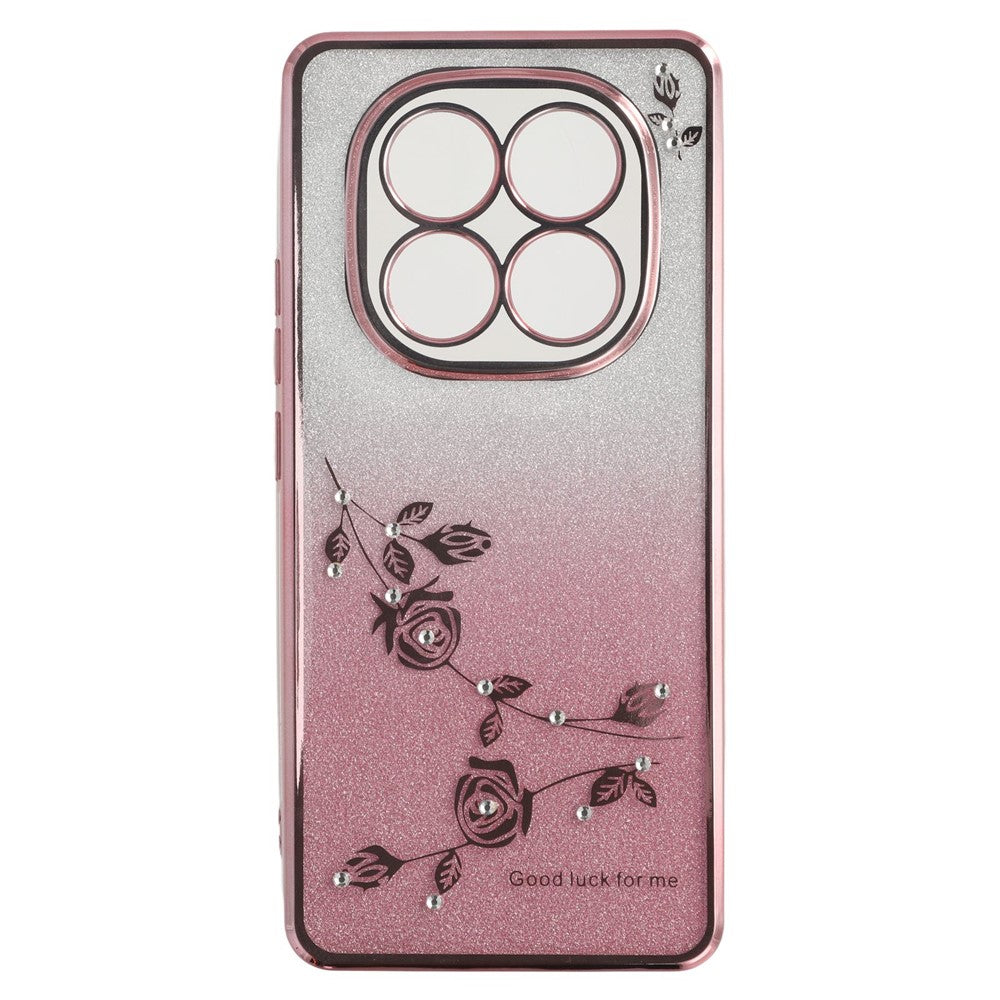 KADEM For Xiaomi Redmi Note 14 Pro 5G / Poco X7 5G Case Ring Kickstand TPU Flowers Phone Cover Gradient Glitter