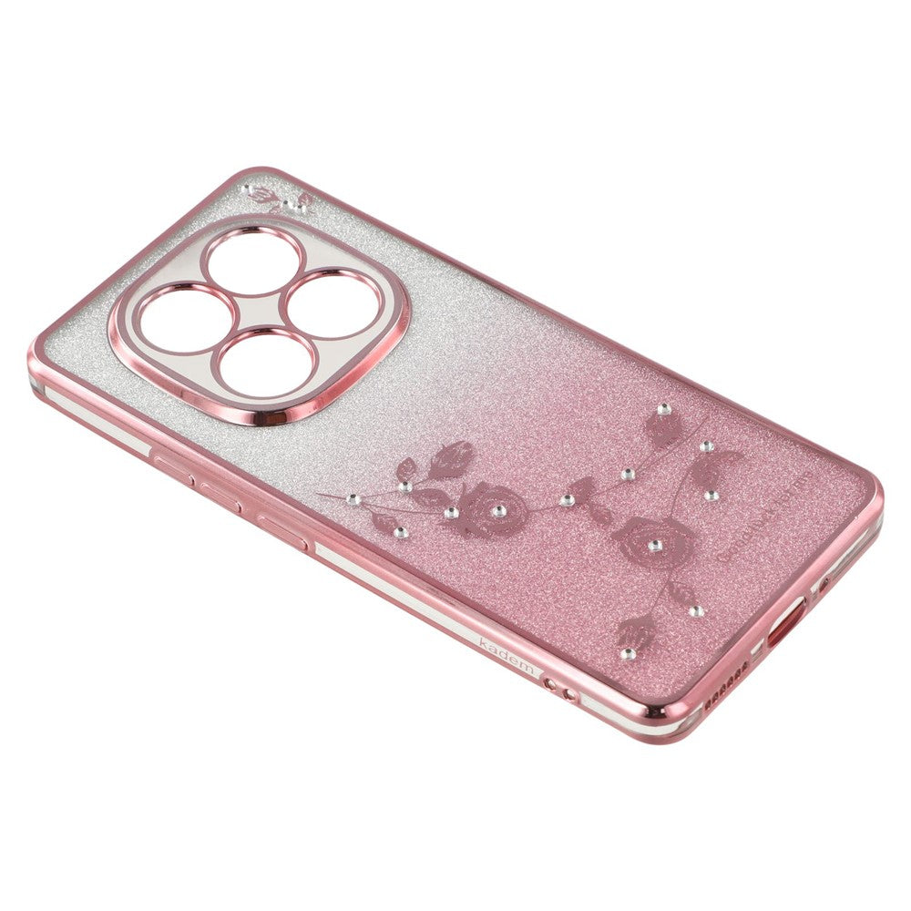 KADEM For Xiaomi Redmi Note 14 Pro 5G / Poco X7 5G Case Ring Kickstand TPU Flowers Phone Cover Gradient Glitter