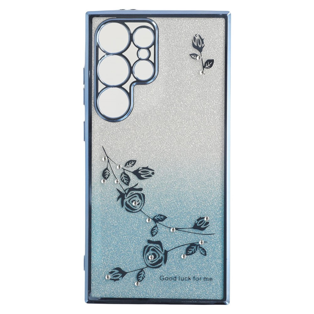 Galaxy S25 Ultra Glitzerhülle – Blumen-Design mit Strass & Ring-Ständer