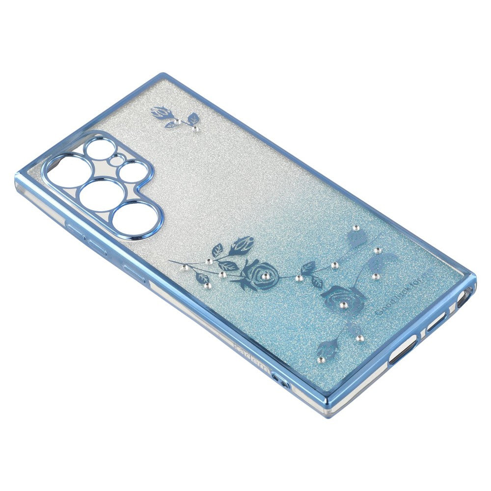 Galaxy S25 Ultra Glitzerhülle – Blumen-Design mit Strass & Ring-Ständer