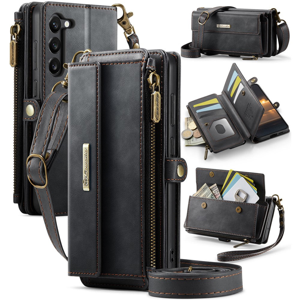 Galaxy S23 Plus Wallet-Hülle – Mit RFID-blockierende Reißverschluss-Brieftasche, Ständer & Riemen