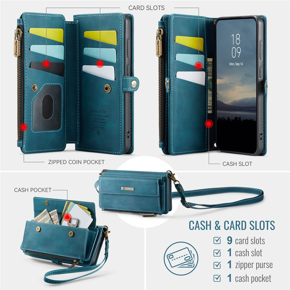 Galaxy S23 Plus Wallet-Hülle – Mit RFID-blockierende Reißverschluss-Brieftasche, Ständer & Riemen