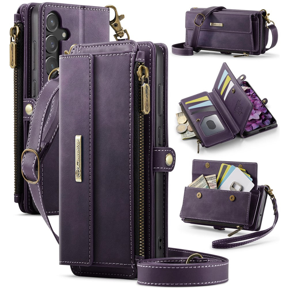 Galaxy S23 FE Wallet-Hülle – Mit RFID-blockierende Reißverschluss-Brieftasche, Ständer & Riemen