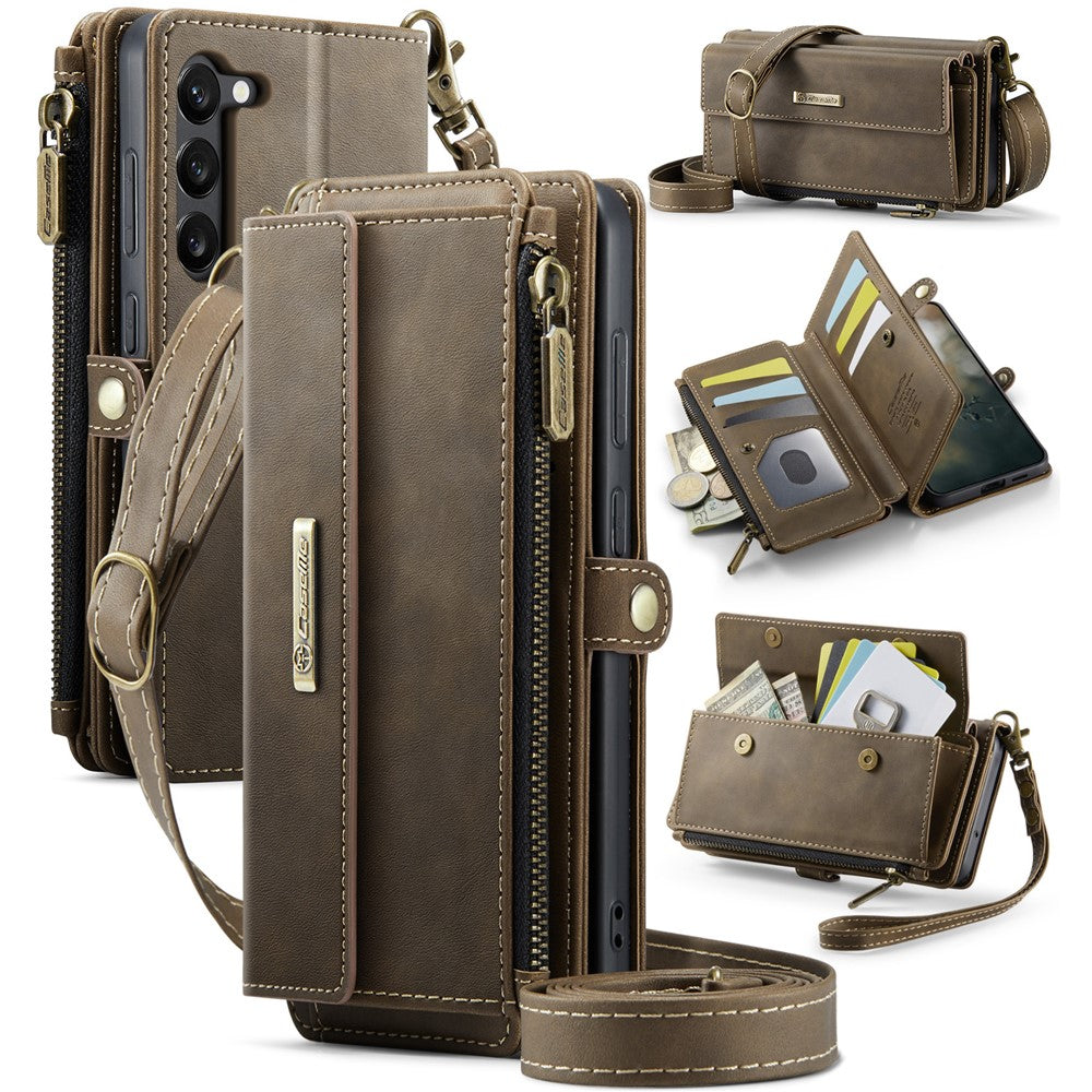 Galaxy S23 Wallet-Hülle – Mit RFID-blockierende Reißverschluss-Brieftasche, Ständer & Riemen