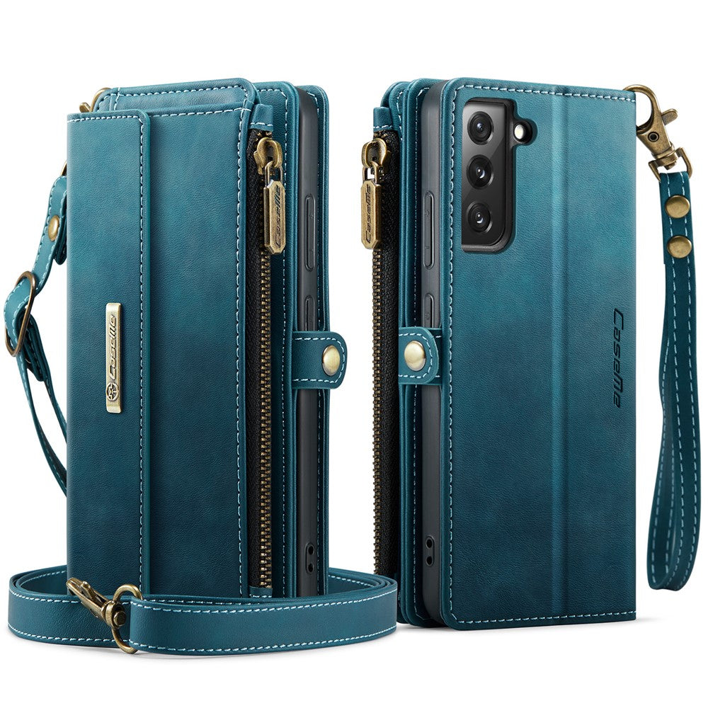 Galaxy S22 5G Wallet-Hülle – Mit RFID-blockierende Reißverschluss-Brieftasche, Ständer & Riemen