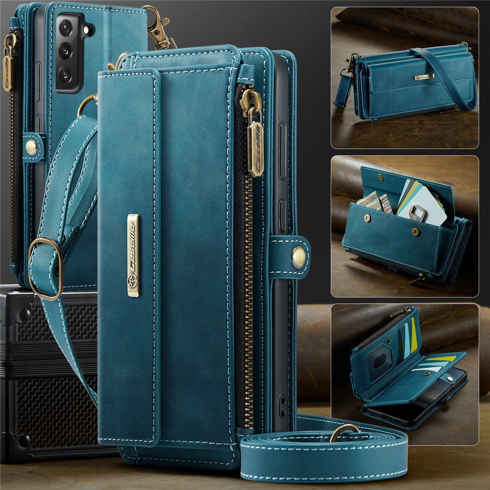 Galaxy S22 5G Wallet-Hülle – Mit RFID-blockierende Reißverschluss-Brieftasche, Ständer & Riemen
