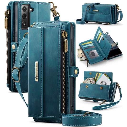 Galaxy S22 Plus 5G Wallet-Hülle – Mit RFID-blockierende Reißverschluss-Brieftasche, Ständer & Riemen