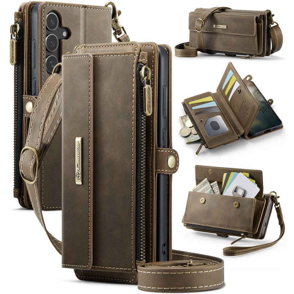 Galaxy S24 FE Wallet-Hülle – Mit RFID-blockierende Reißverschluss-Brieftasche, Ständer & Riemen