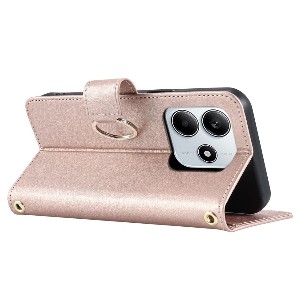 For Xiaomi Redmi Note 14 5G Crossbody Leather Case Ring Buckle Wallet Stand Rhombus Mobile Cover