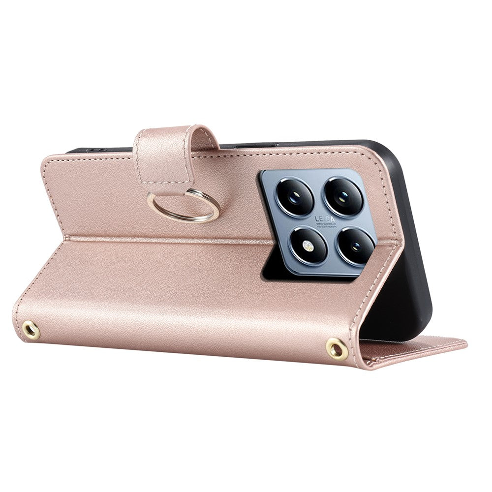 For Xiaomi 14T Crossbody Leather Case Ring Buckle Wallet Stand Rhombus Mobile Cover