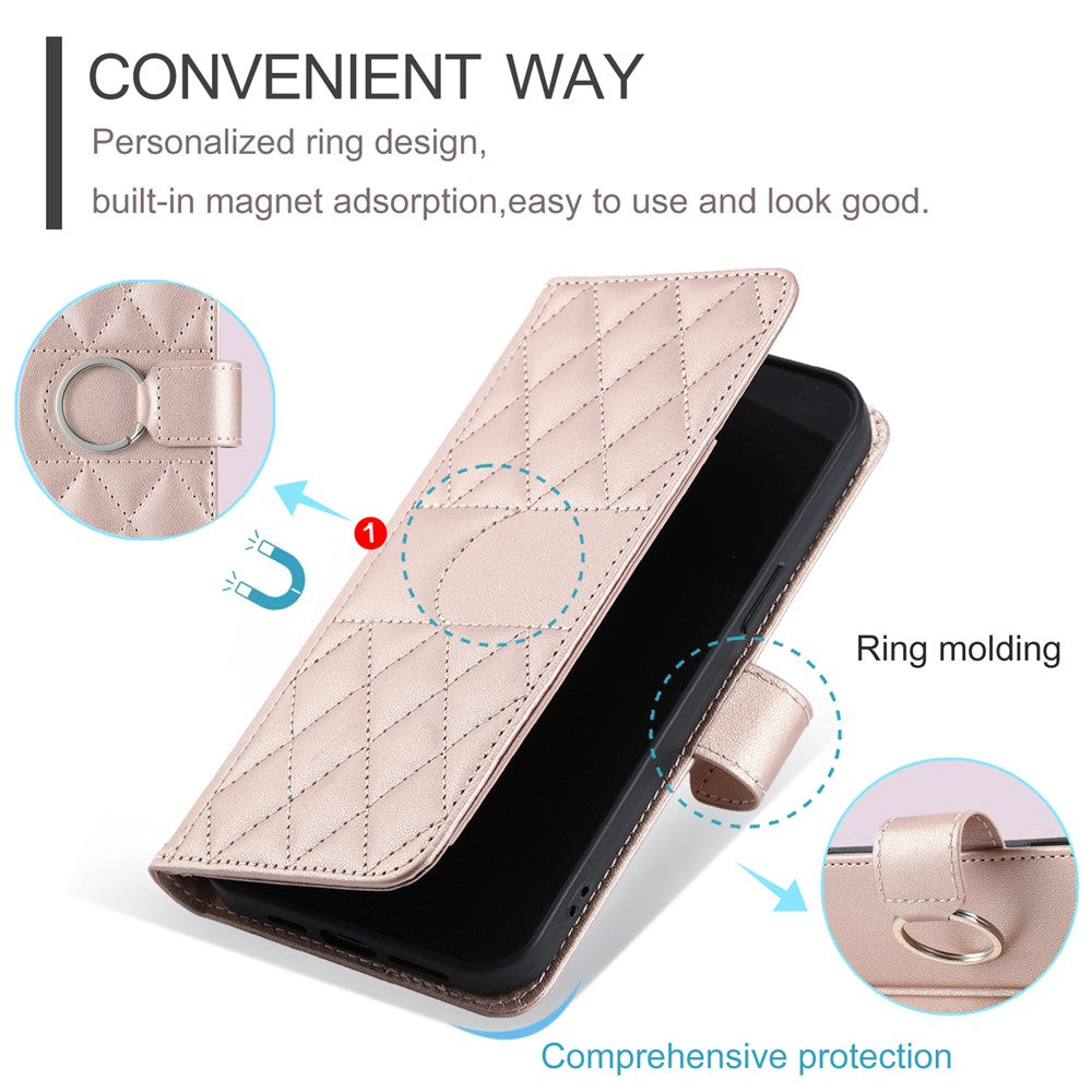 For Xiaomi 14T Pro Crossbody Leather Case Ring Buckle Wallet Stand Rhombus Mobile Cover