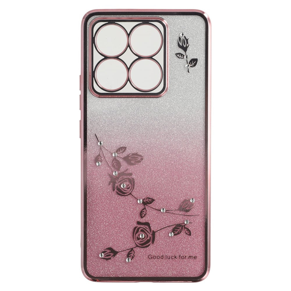 KADEM For Xiaomi 14T Case Ring Kickstand TPU Flowers Phone Cover Gradient Glitter