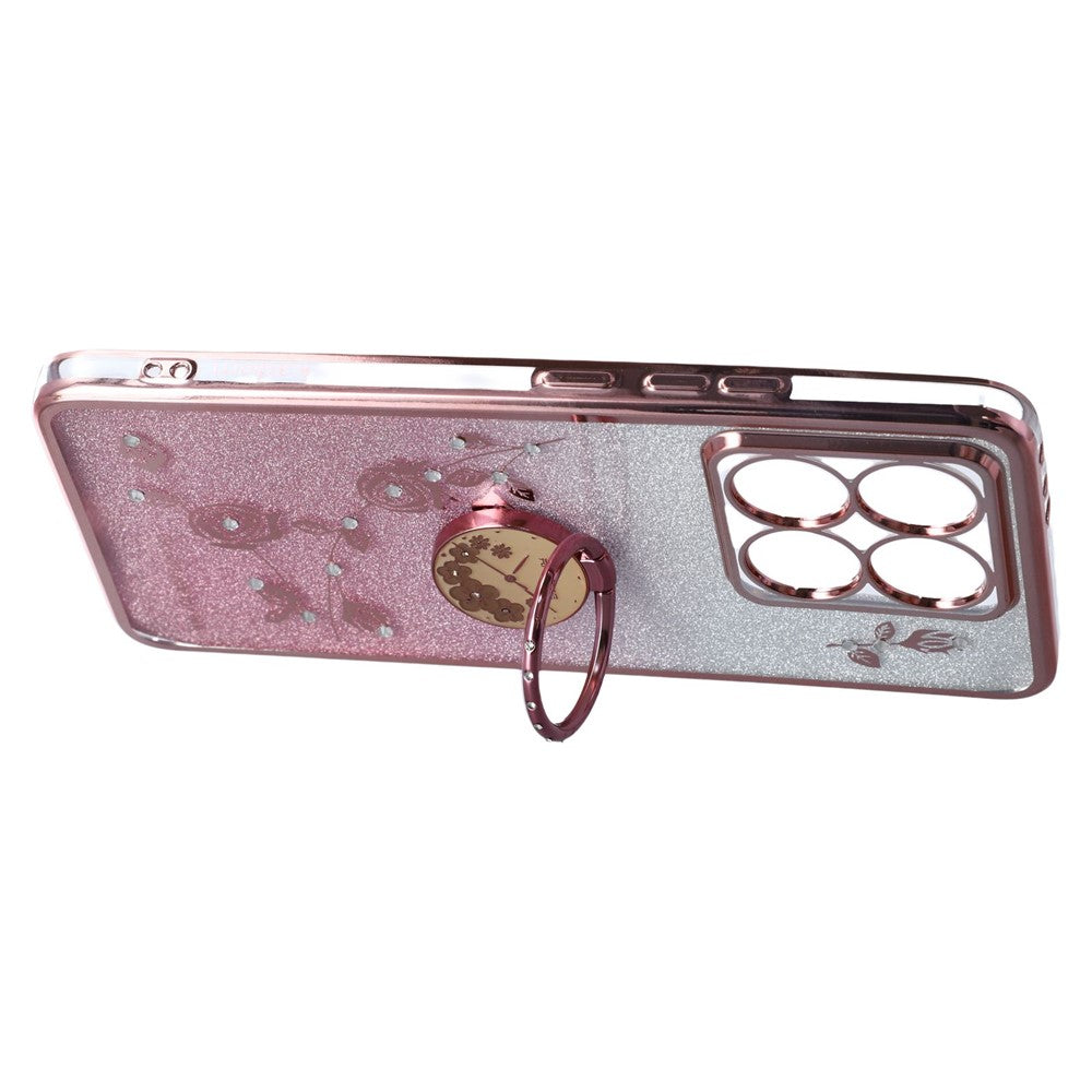 KADEM For Xiaomi 14T Case Ring Kickstand TPU Flowers Phone Cover Gradient Glitter