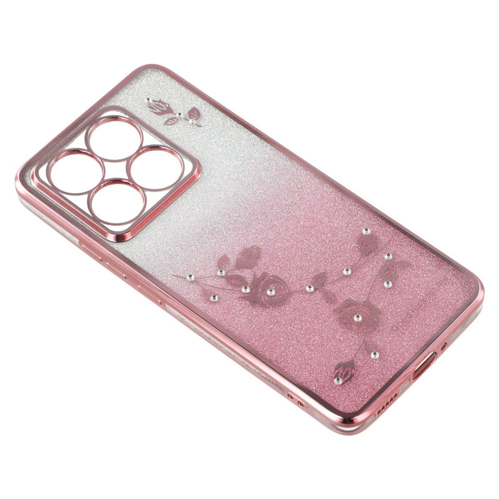 KADEM For Xiaomi 14T Case Ring Kickstand TPU Flowers Phone Cover Gradient Glitter