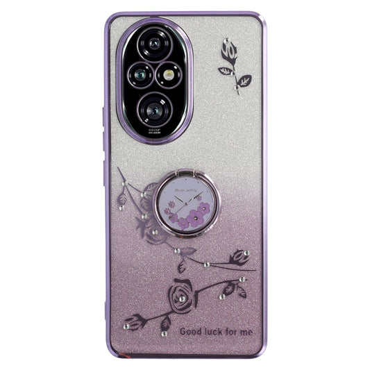 Honor 200 Pro 5G Handyhülle – KADEM Ring Ständer TPU Blumen Farbverlauf Glitzer